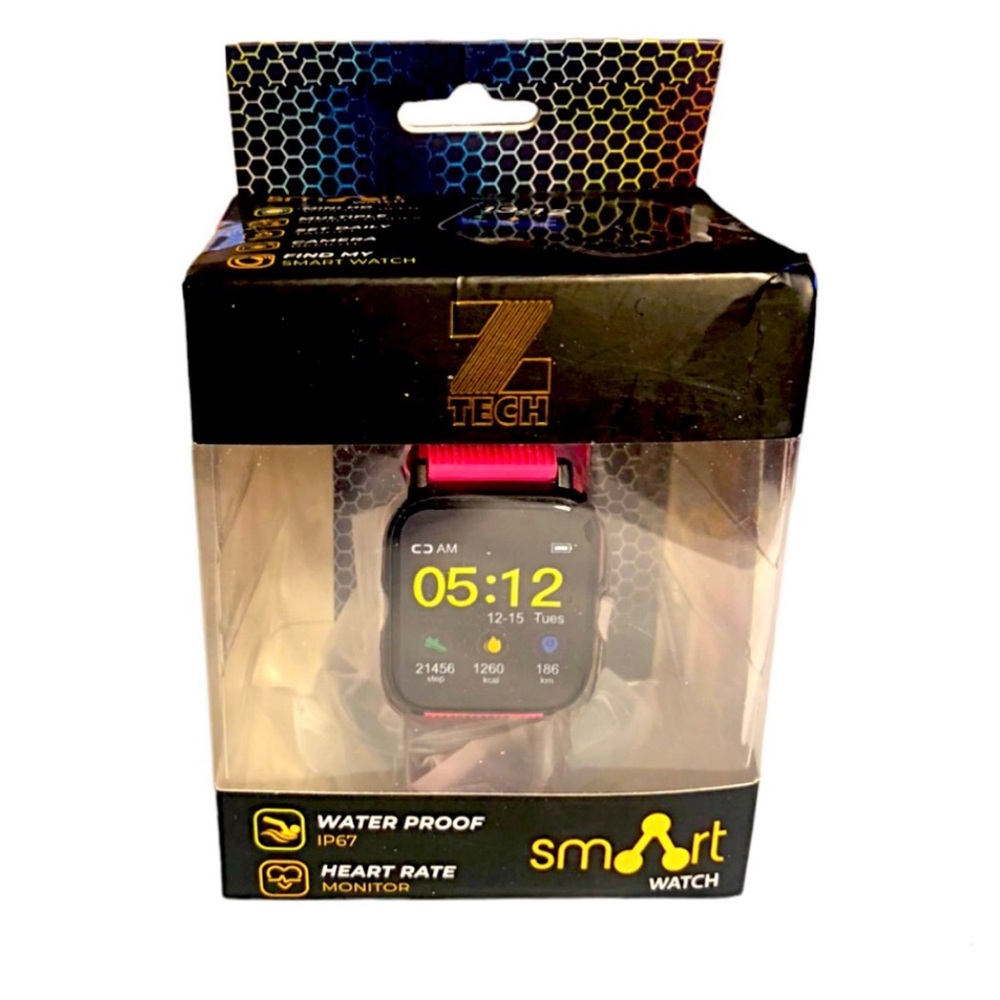 ZTech, Waterproof Smart Watch & Heart Rate Monitor #Ip67 (Pink) “New”